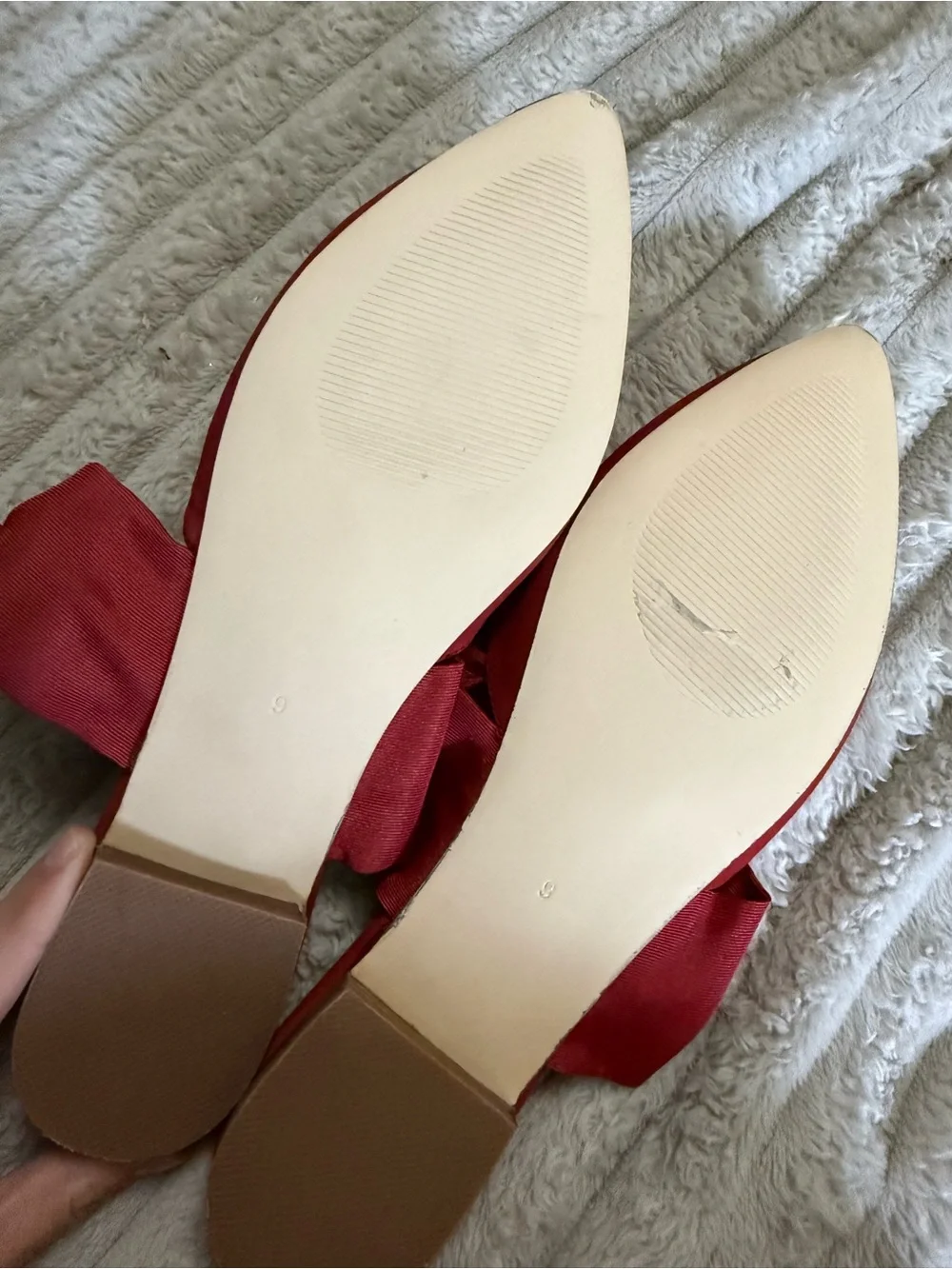 Matisse Red Pointed-Toe Bow Slip-On Mules